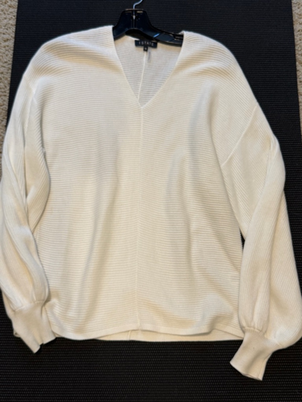 1. State Cream V-Neck Ribbed Pullover